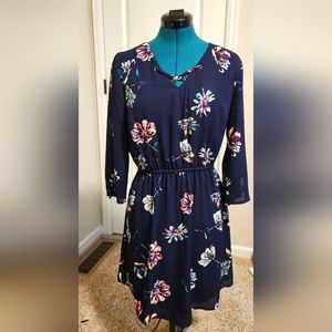 Maurices Navy Floral Dress Womens Sz S